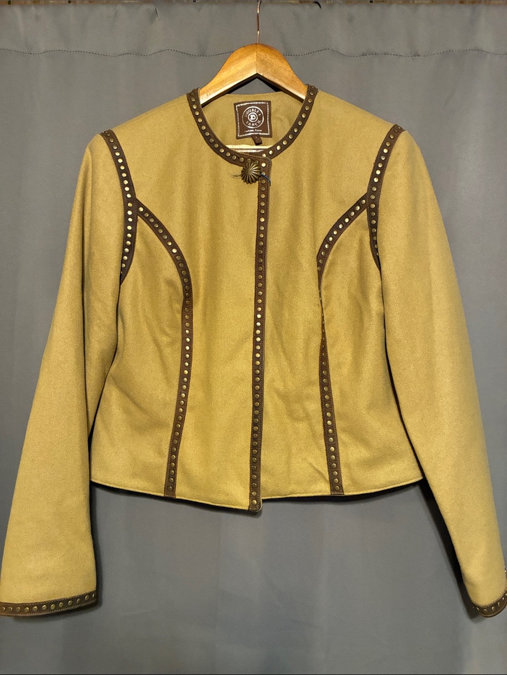Double D Ranch Wool Blend Jacket with Brown Stud Trim